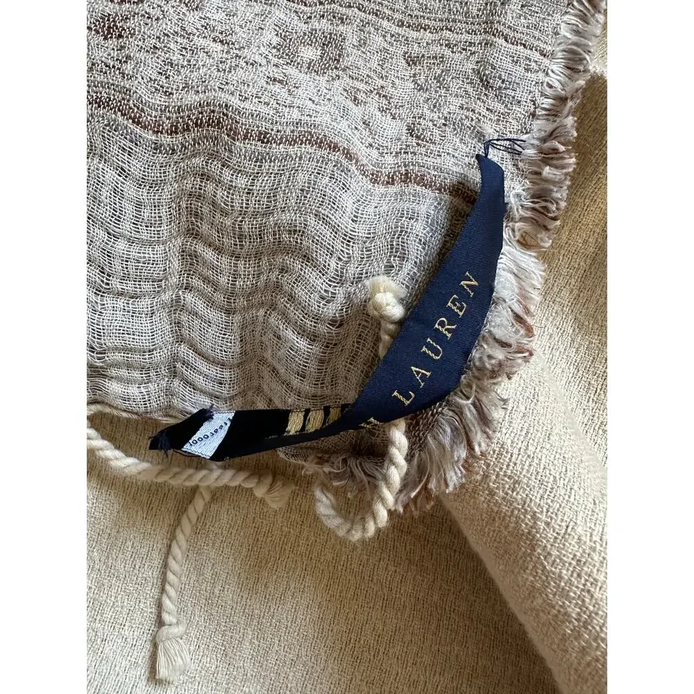 Ralph Lauren Marylebone Randle Cream Throw Blanket linen cotton cream paisley